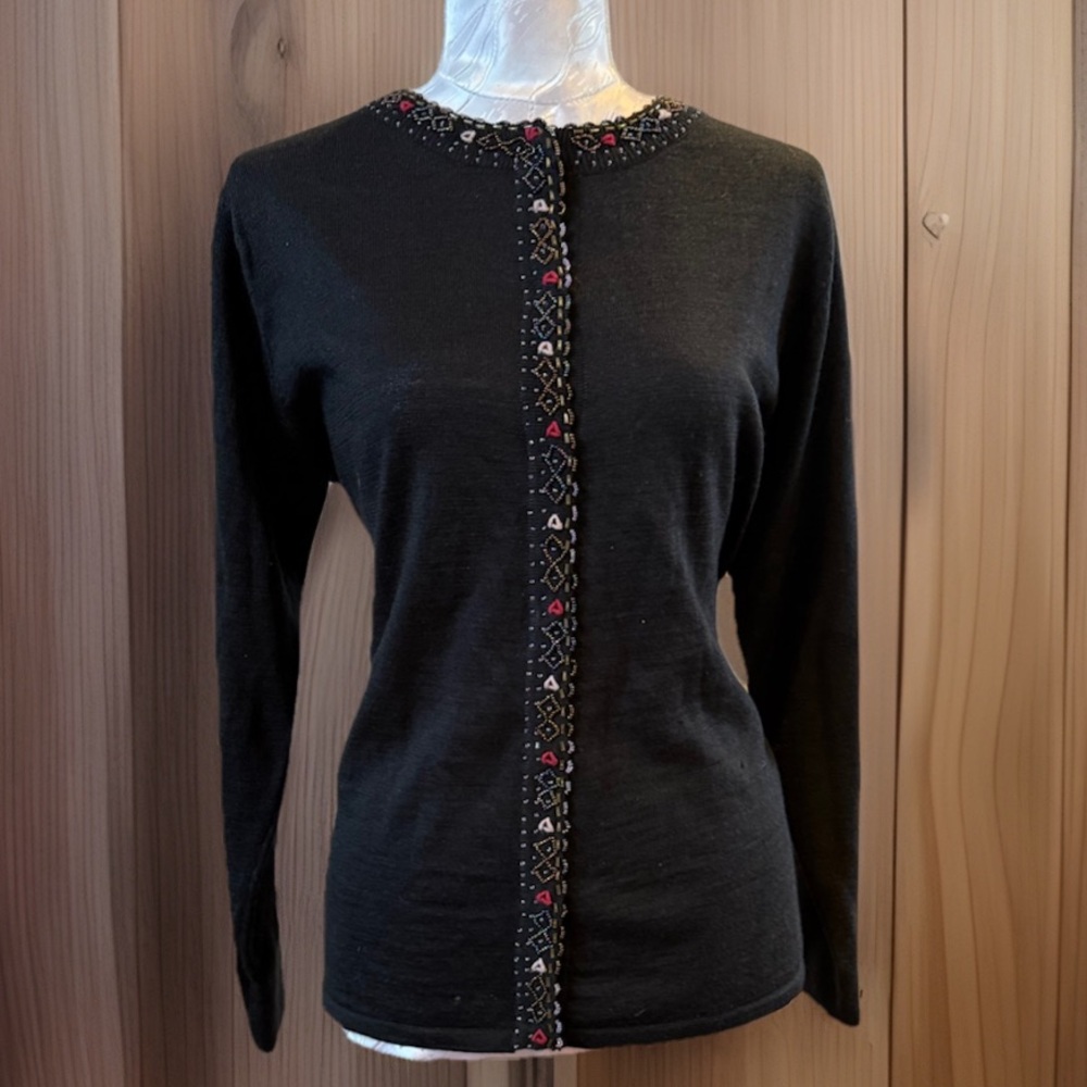 Vintage Erika Black Beaded cardigan